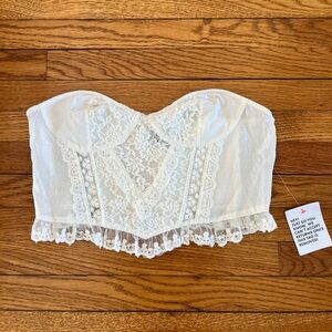 Reclaimed Vintage Western Milkmaid Lace Corset Top White Size 10 Festival Top